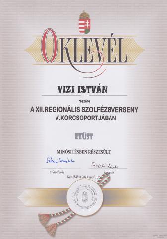 Oklevél: Vizi István