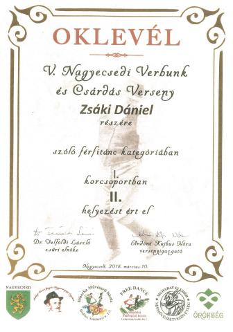 Oklevél: Zsáki Dániel